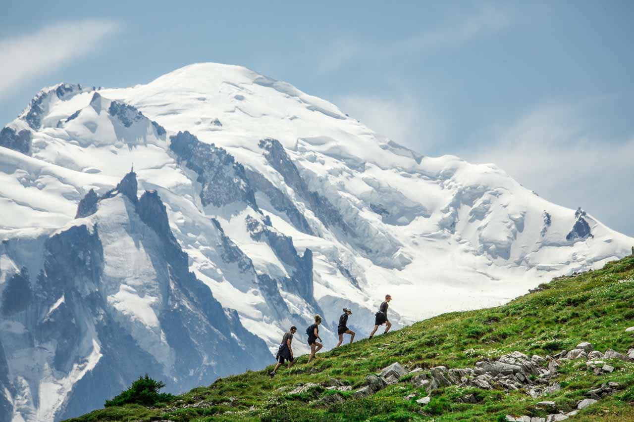 Hiking trail high in the Swiss Alps